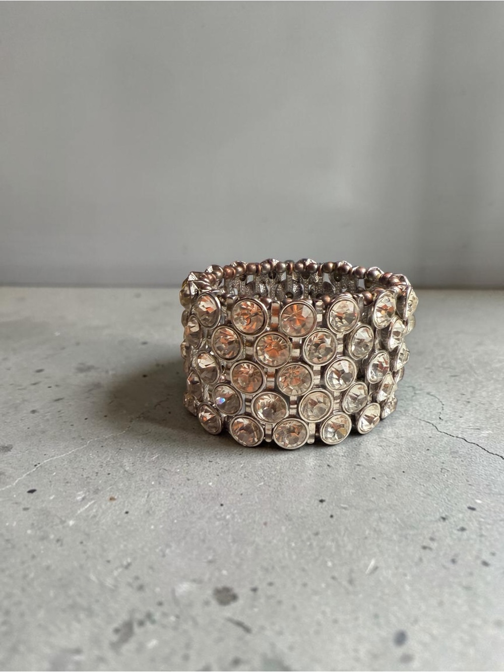 Crystal Stretch Bracelet - Clear Crystal Silver-Tone